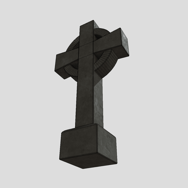 Tombstone Cross - low poly PBR 3d model