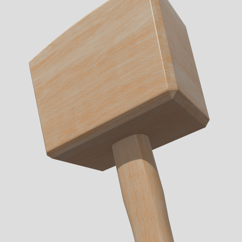 Wooden Hammer - low poly PBR 3d model