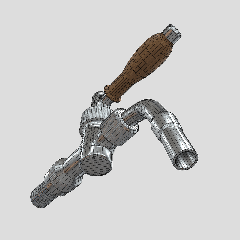 Beer Tap Faucet 3 - low poly PBR 3d model