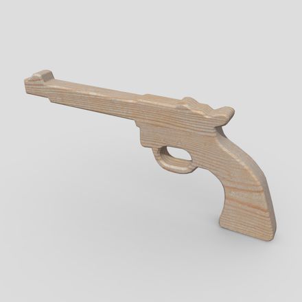 Wooden Toy Gun 3 - low poly PBR 3d model