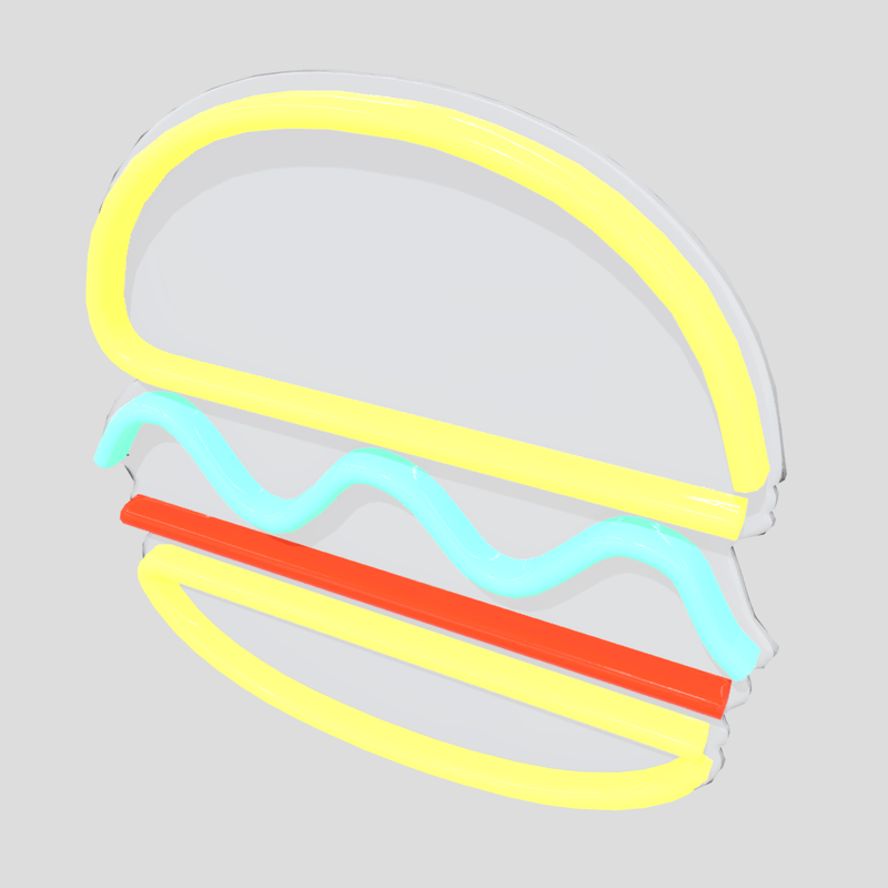 Neon Sign Burger - low poly PBR 3d model