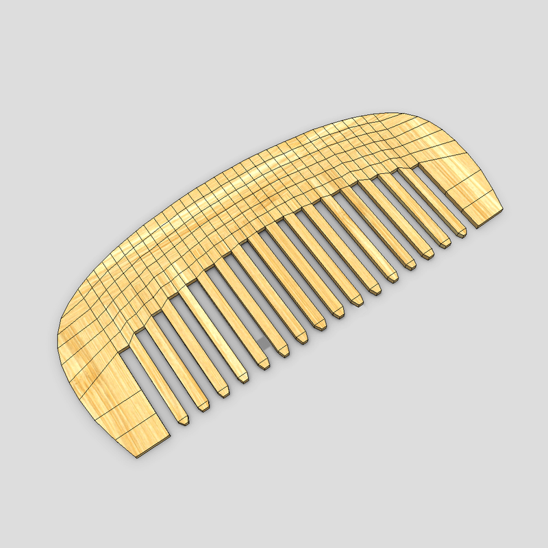 CC0 - Hair Comb 6 - low poly PBR 3d model