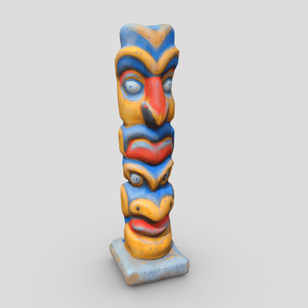 Totem Pole 3 - low poly PBR 3d model