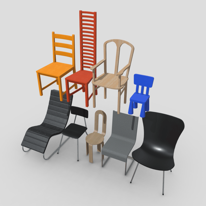 Chair Pack - low poly PBR 3d model