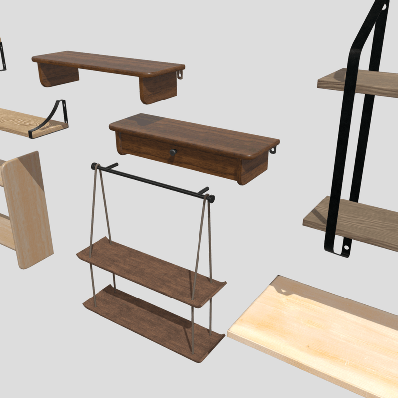 Wall Shelf Pack - low poly PBR 3d model