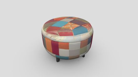 Patchwork Ottoman 2 - low poly PBR 3d model