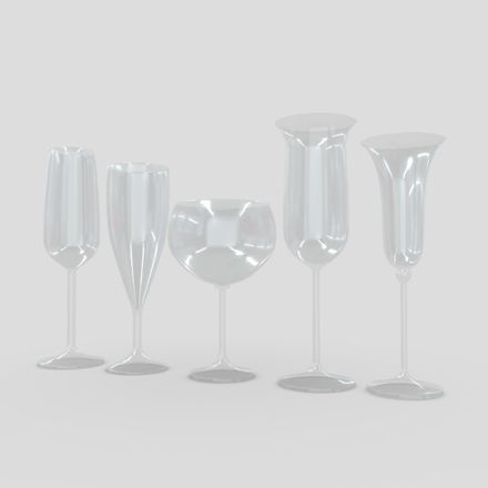 Cocktail Glass Set 2 - low poly PBR 3d model