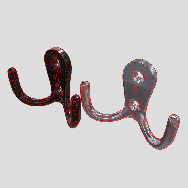 Coat Hook 2 - low poly PBR 3d model