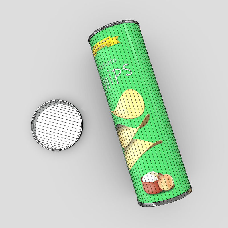 Potato Chips Tube 3 Open - low poly PBR 3d model