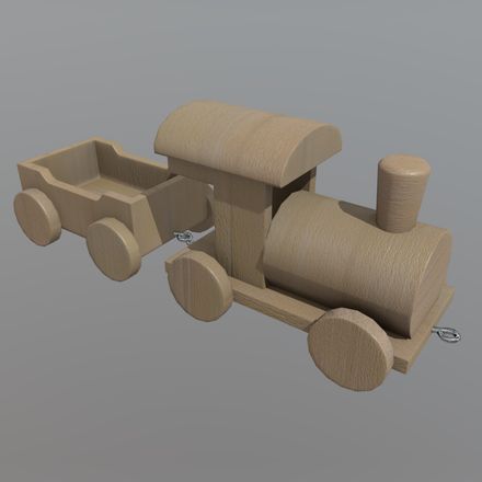 Wooden Train - low poly PBR 3d model