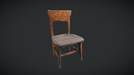 Decayed Wooden Chair 5 - low poly PBR 3d model