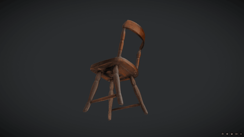 Decayed Wooden Chair 3 - low poly PBR 3d model