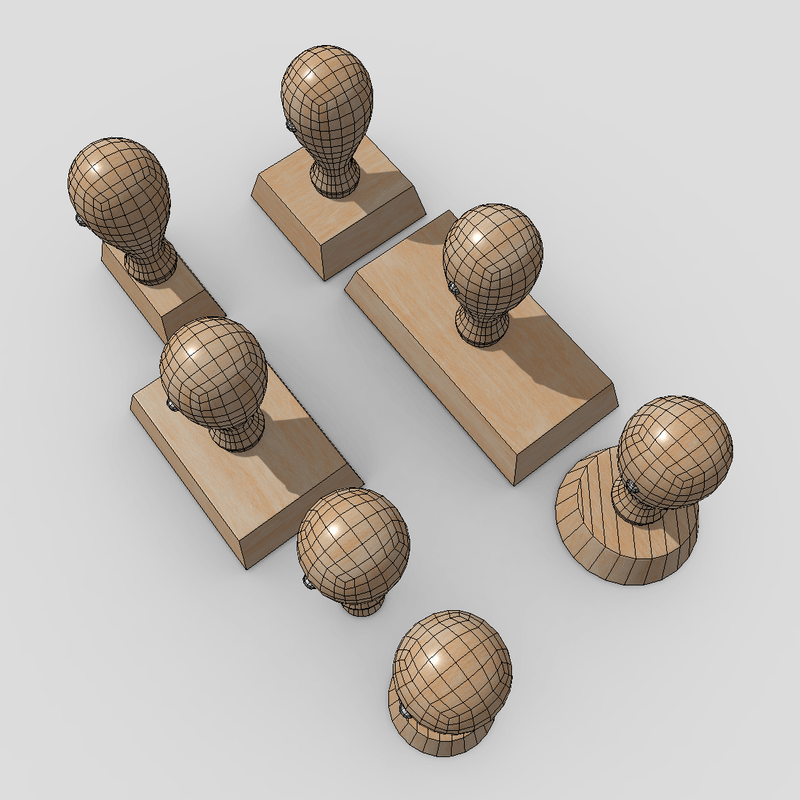 Rubber Stamp Pack - low poly PBR 3d model