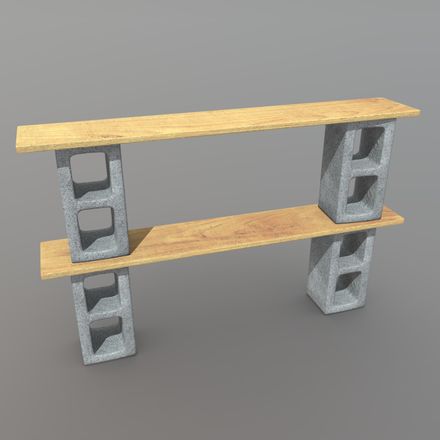 Shelf 2 - low poly PBR 3d model