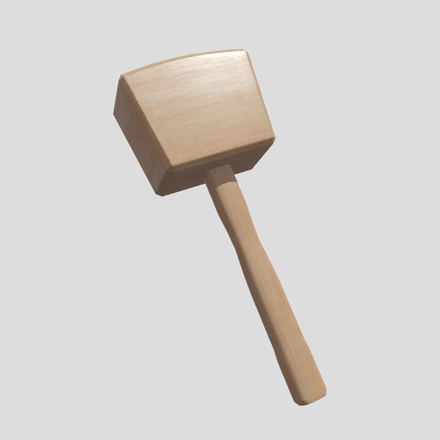 Wooden Hammer - low poly PBR 3d model