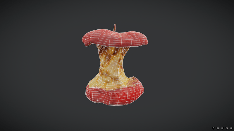 Rotten Apple Core - low poly PBR 3d model