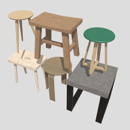 Stool Pack - low poly PBR 3d model