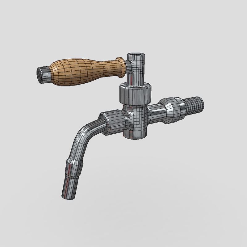 Beer Tap Faucet 3 - low poly PBR 3d model