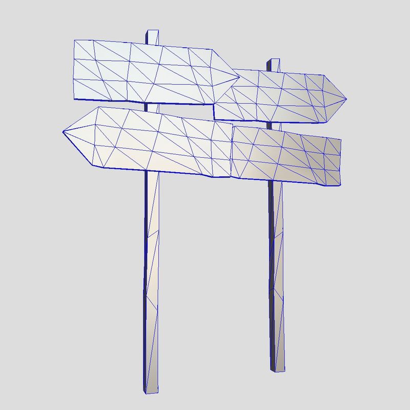 Wooden Sign 2 - low poly PBR 3d model