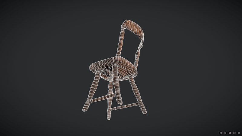 Decayed Wooden Chair 3 - low poly PBR 3d model
