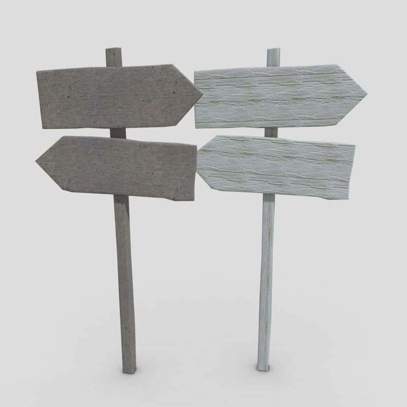 Wooden Sign 2 - low poly PBR 3d model