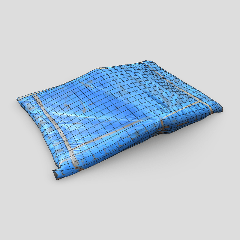 Folded Blue Tarp - low poly PBR 3d model
