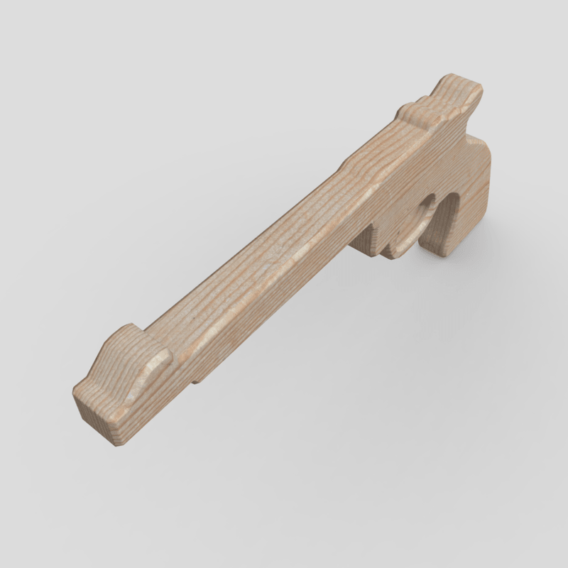 Wooden Toy Gun 3 - low poly PBR 3d model