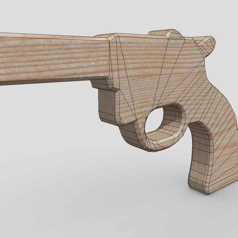 Wooden Toy Gun 3 - low poly PBR 3d model