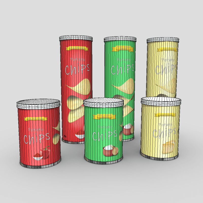 Potato Chips Tube Pack - low poly PBR 3d model