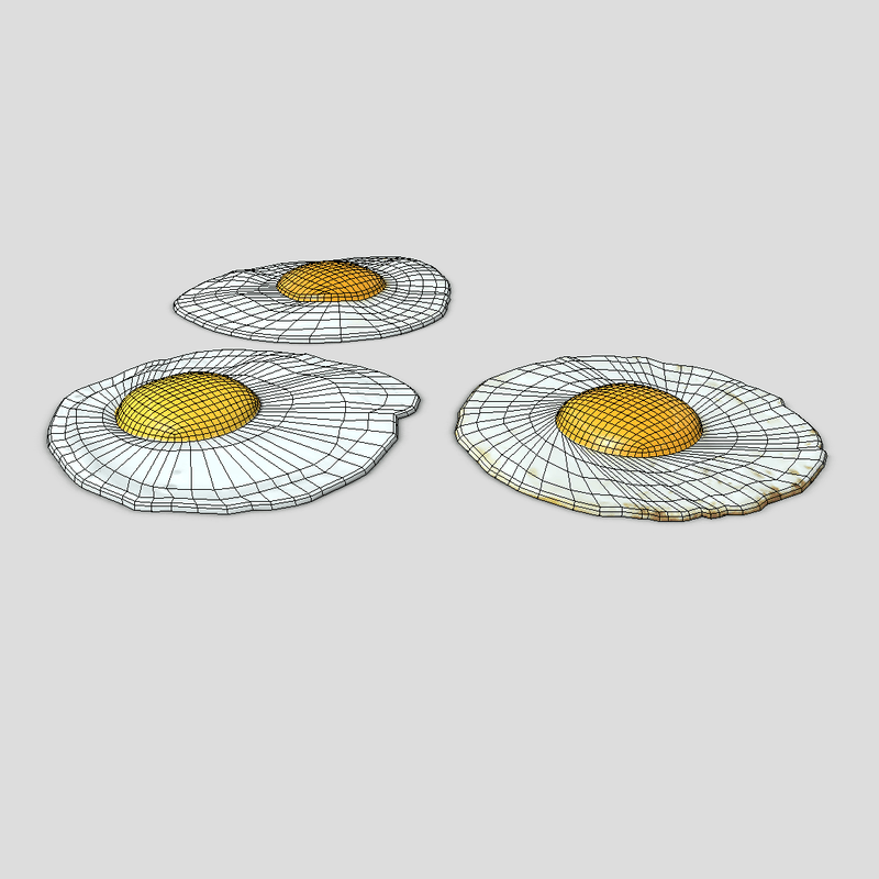 Fried Egg Pack - low poly PBR 3d model