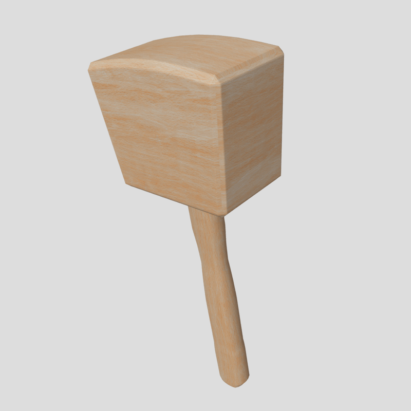 Wooden Hammer - low poly PBR 3d model
