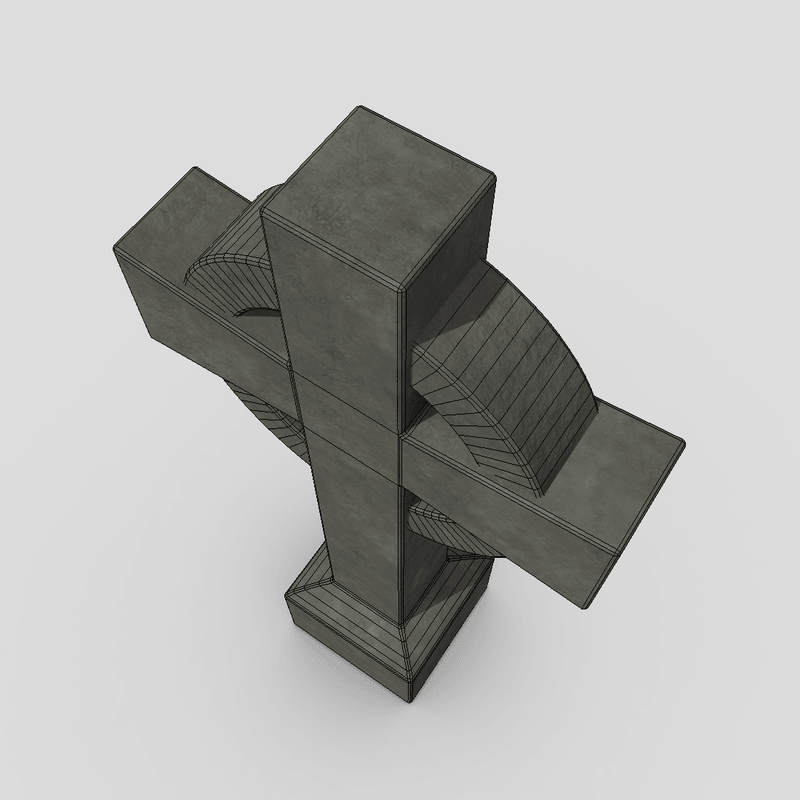 Tombstone Cross - low poly PBR 3d model