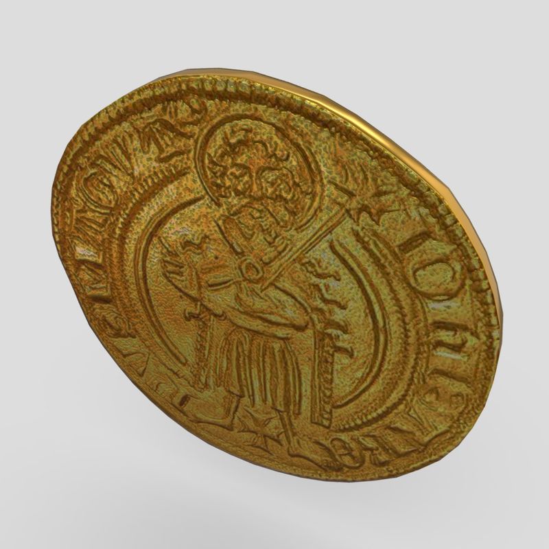 Gold Coin 3 - low poly PBR 3d model