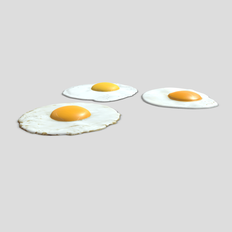 Fried Egg Pack - low poly PBR 3d model