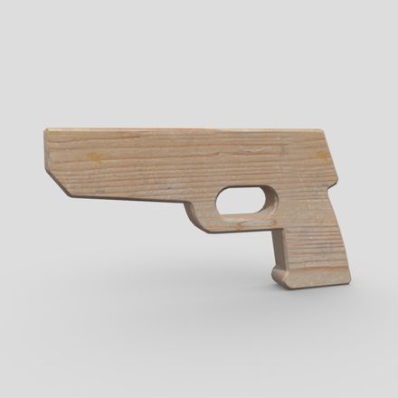 CC0 - Wooden Toy Gun - low poly PBR 3d model