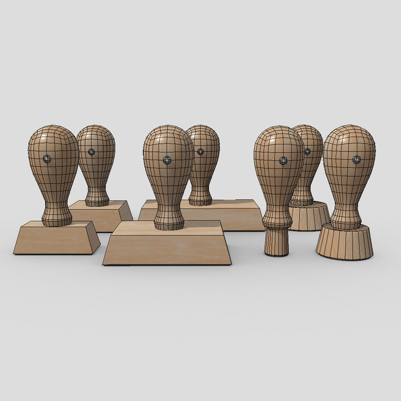 Rubber Stamp Pack - low poly PBR 3d model