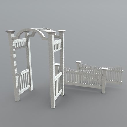 Arbor with Fence - low poly PBR 3d model