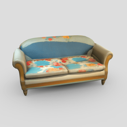 Fabric Patched Up Sofa - low poly PBR 3d model