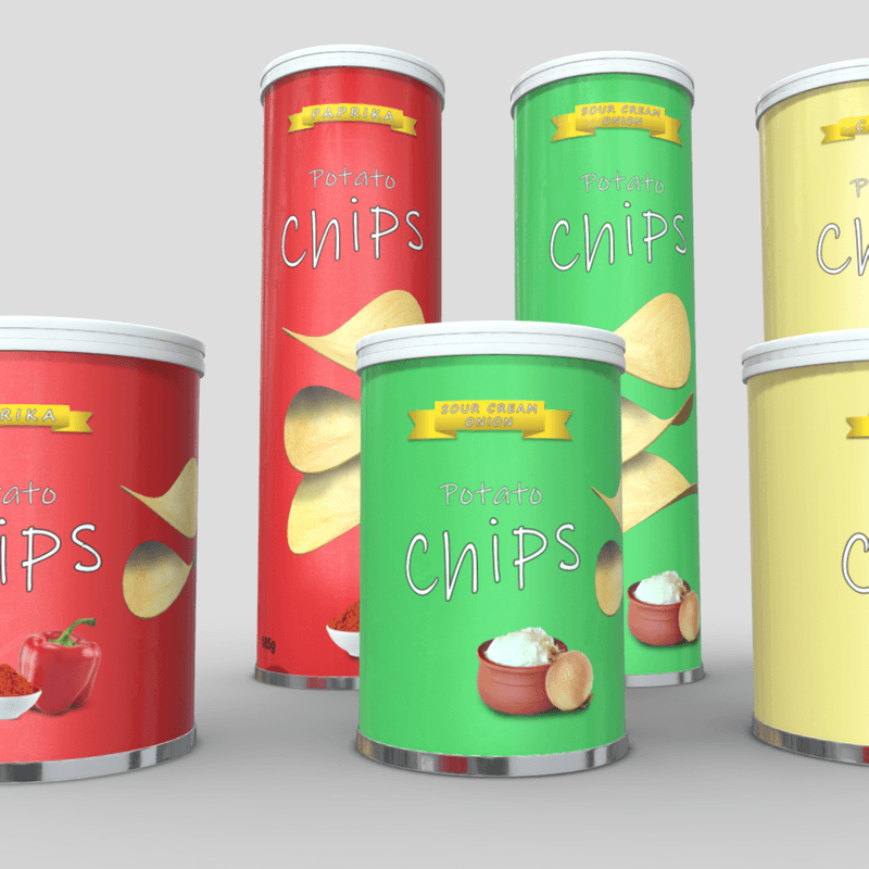 Potato Chips Tube Pack - low poly PBR 3d model