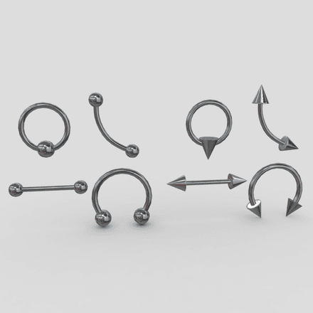 Piercings Pack - low poly PBR 3d model