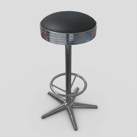 Stool 4 - low poly PBR 3d model