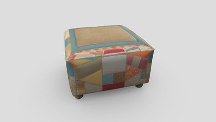 Patchwork Ottoman 3 - low poly PBR 3d model