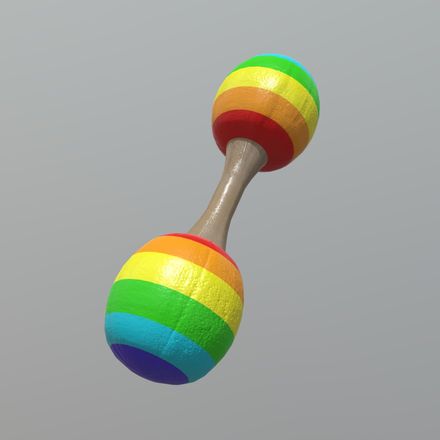 Rattle - low poly PBR 3d model