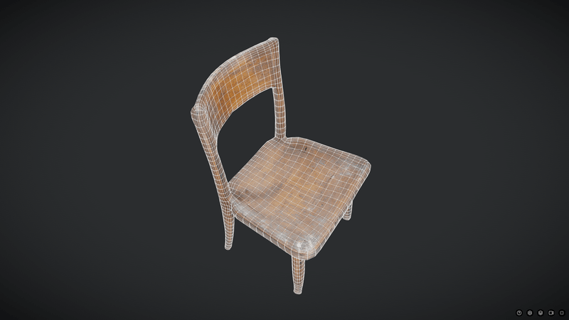 Decayed Wooden Chair 2 - low poly PBR 3d model
