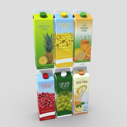 Juice Carton Pack 2 - low poly PBR 3d model