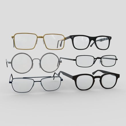 Glasses Pack - low poly PBR 3d model