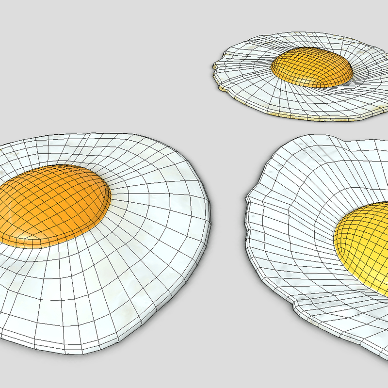 Fried Egg Pack - low poly PBR 3d model