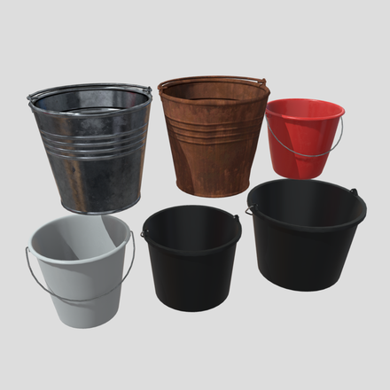 Bucket Pack - low poly PBR 3d model