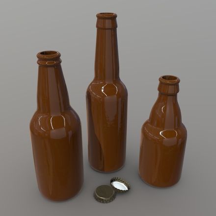 Beer Bottle - low poly PBR 3d model