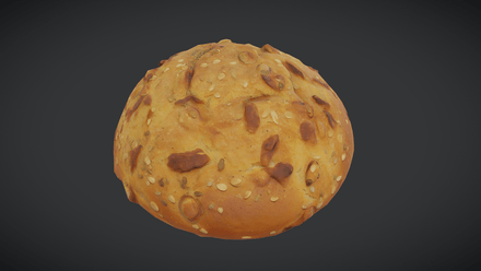 Seeded Bread Roll - low poly PBR 3d model
